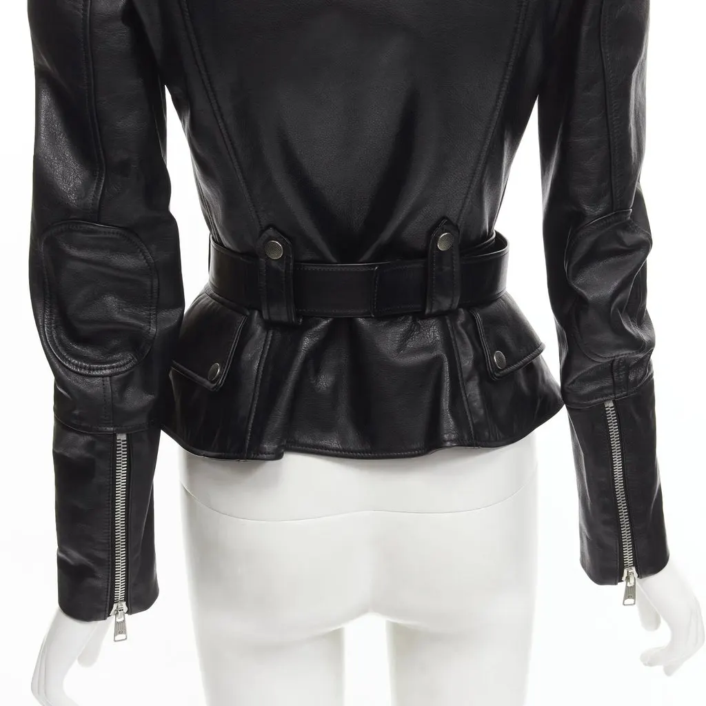 Alexander McQueen Black Leather Leather Jacket Black Leather Never worn, with tag - Back View