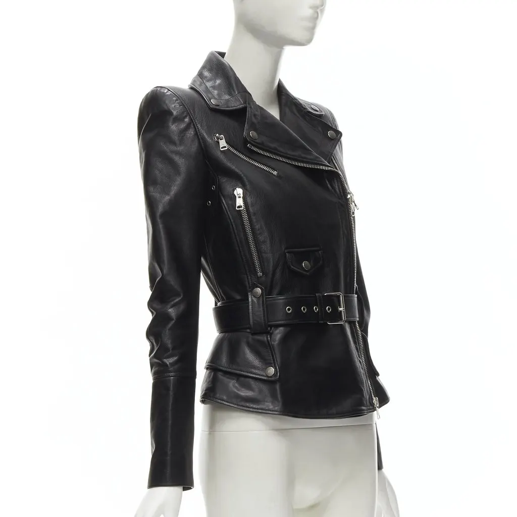 Alexander McQueen Black Leather Leather Jacket Black Leather Never worn, with tag - Inside View