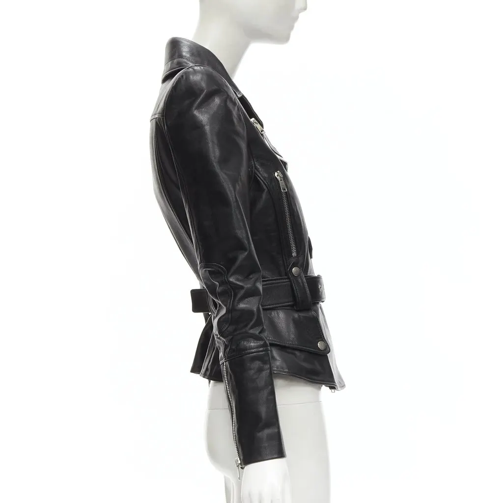 Alexander McQueen Black Leather Leather Jacket Black Leather Never worn, with tag - Model View
