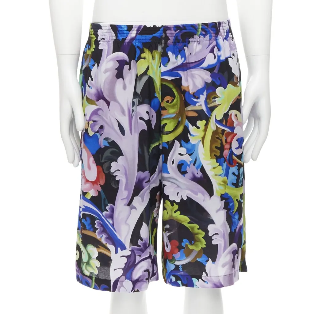 Versace Baroque Wide Shorts MultiColor Viscose Never worn, with tag - Front View