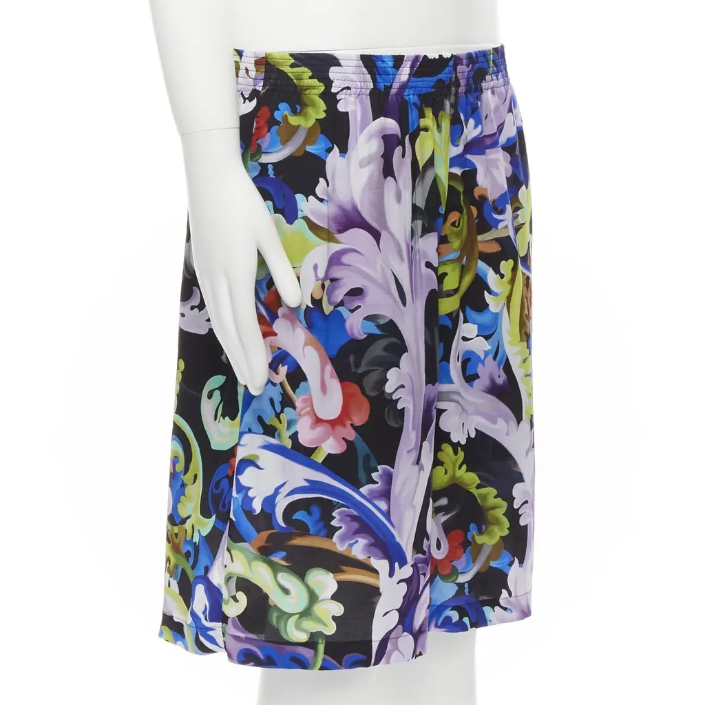 Versace Floral Wide Shorts MultiColor Viscose Never worn, with tag - Back View