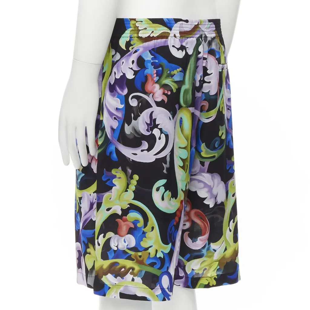 Versace Floral Wide Shorts MultiColor Viscose Never worn, with tag - Box View