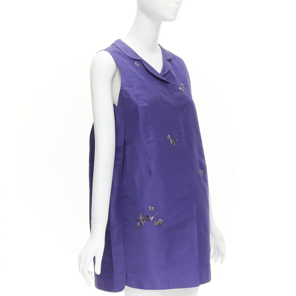 Shiatzy Chen Bird Embroidery Vest Purple Silk Very good - Inside View