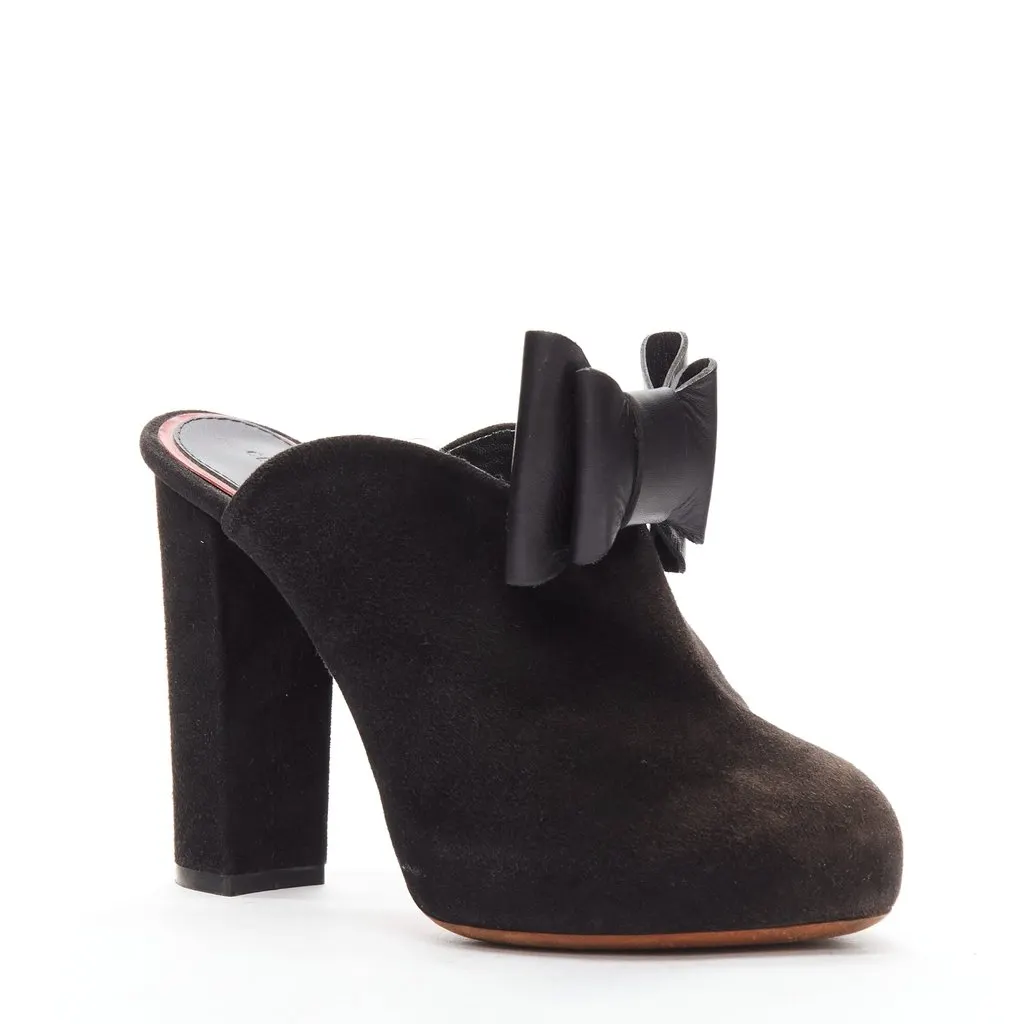 Celine Suede Bow Mules Black Suede Good - Front View