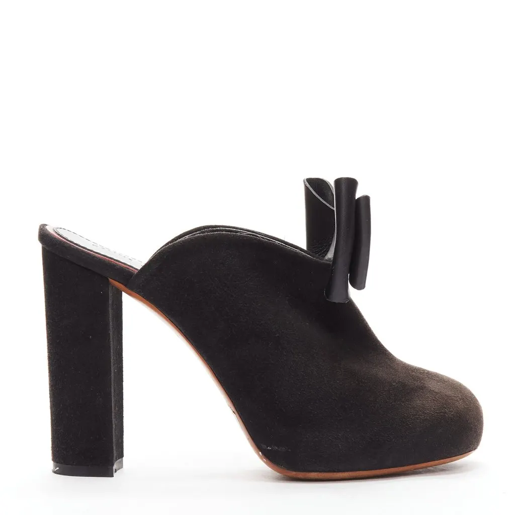 Celine Suede Bow Mules Black Suede Good - Back View
