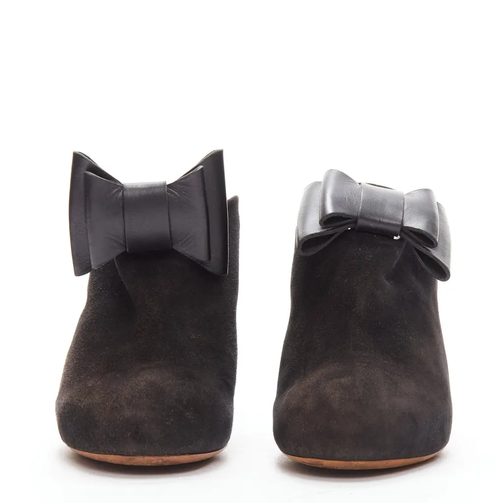 Celine Suede Bow Mules Black Suede Good - Inside View