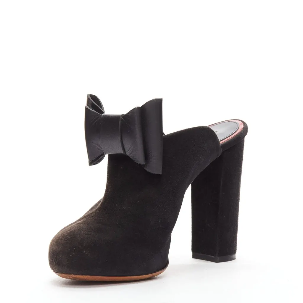 Celine Suede Bow Mules Black Suede Good - Model View