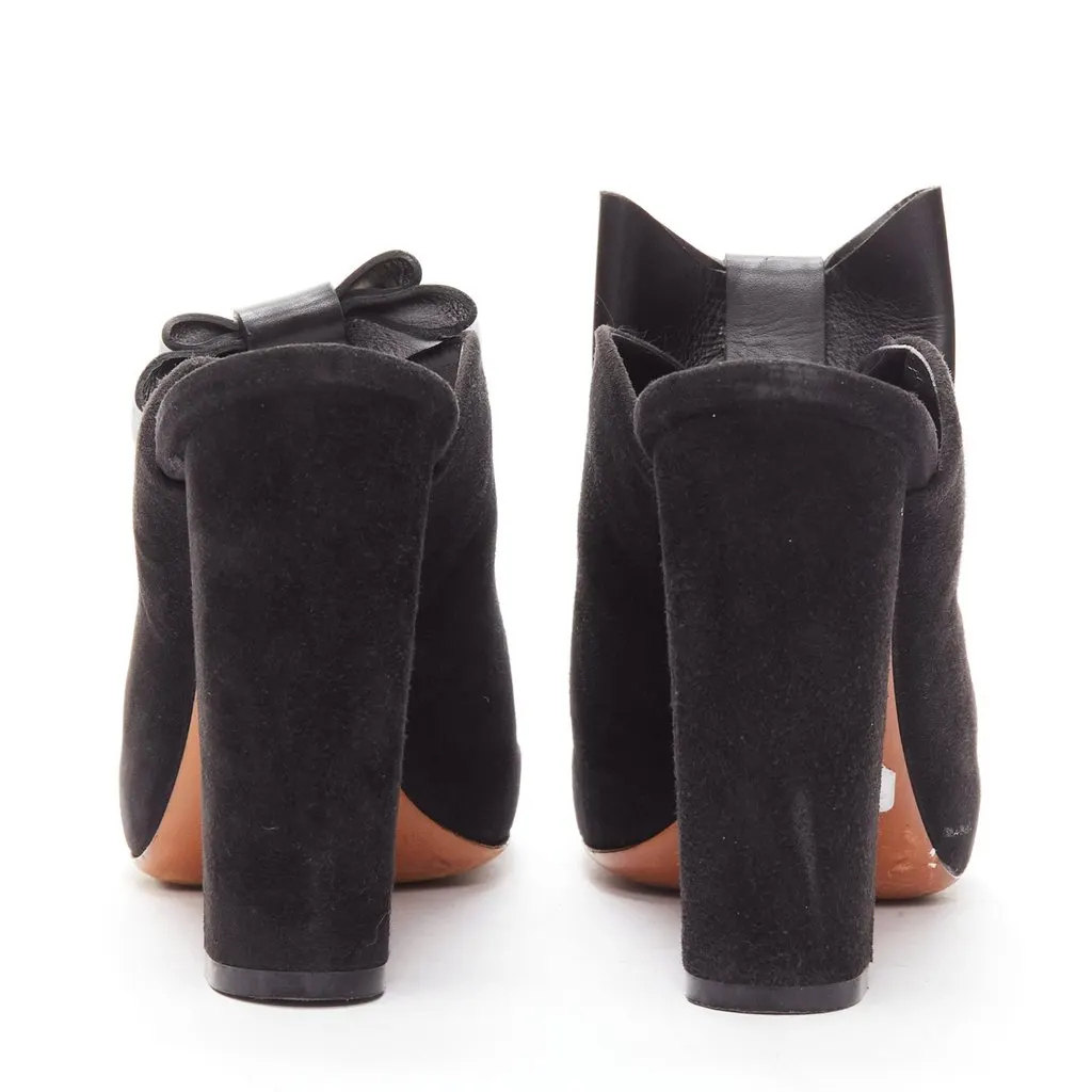 Celine Suede Bow Mules Black Suede Good - Box View