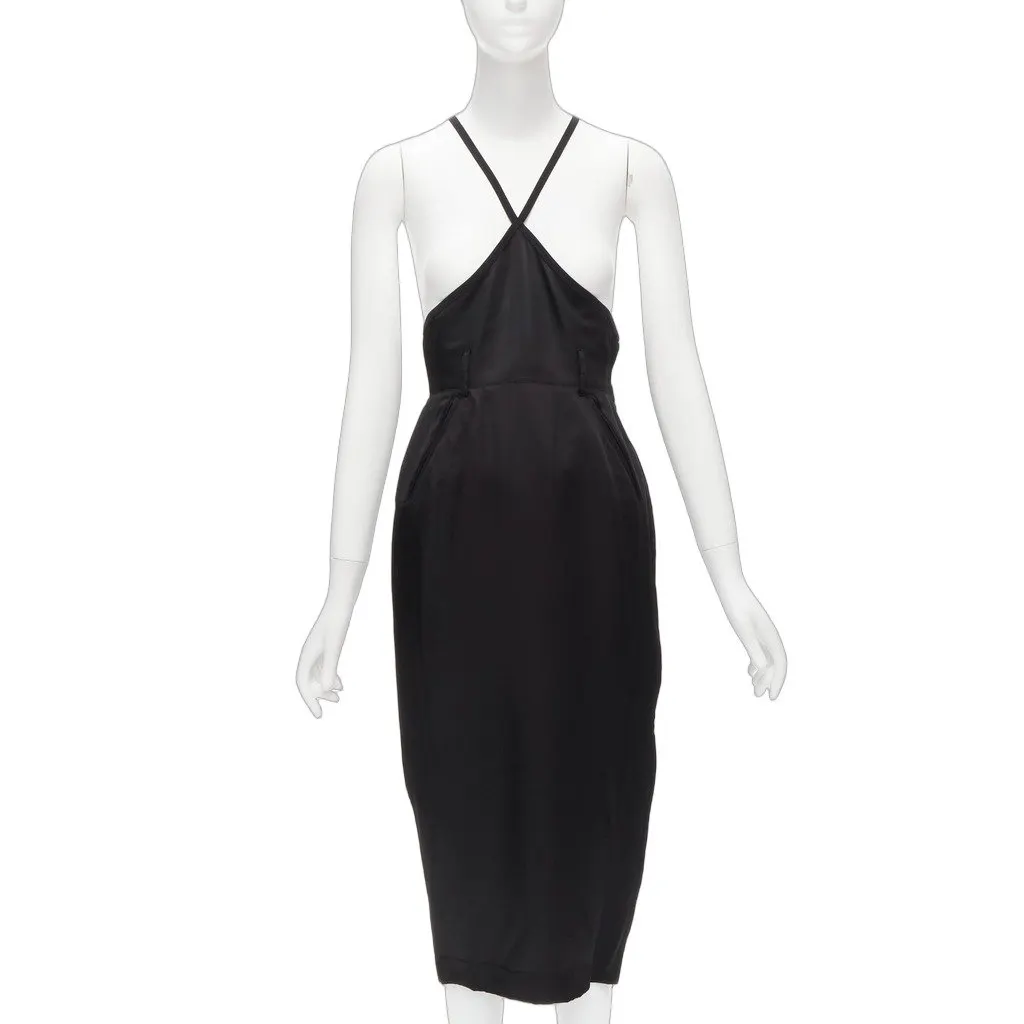 Jean Paul Gaultier Cross Strap Dress Black Polyester Good - Front View
