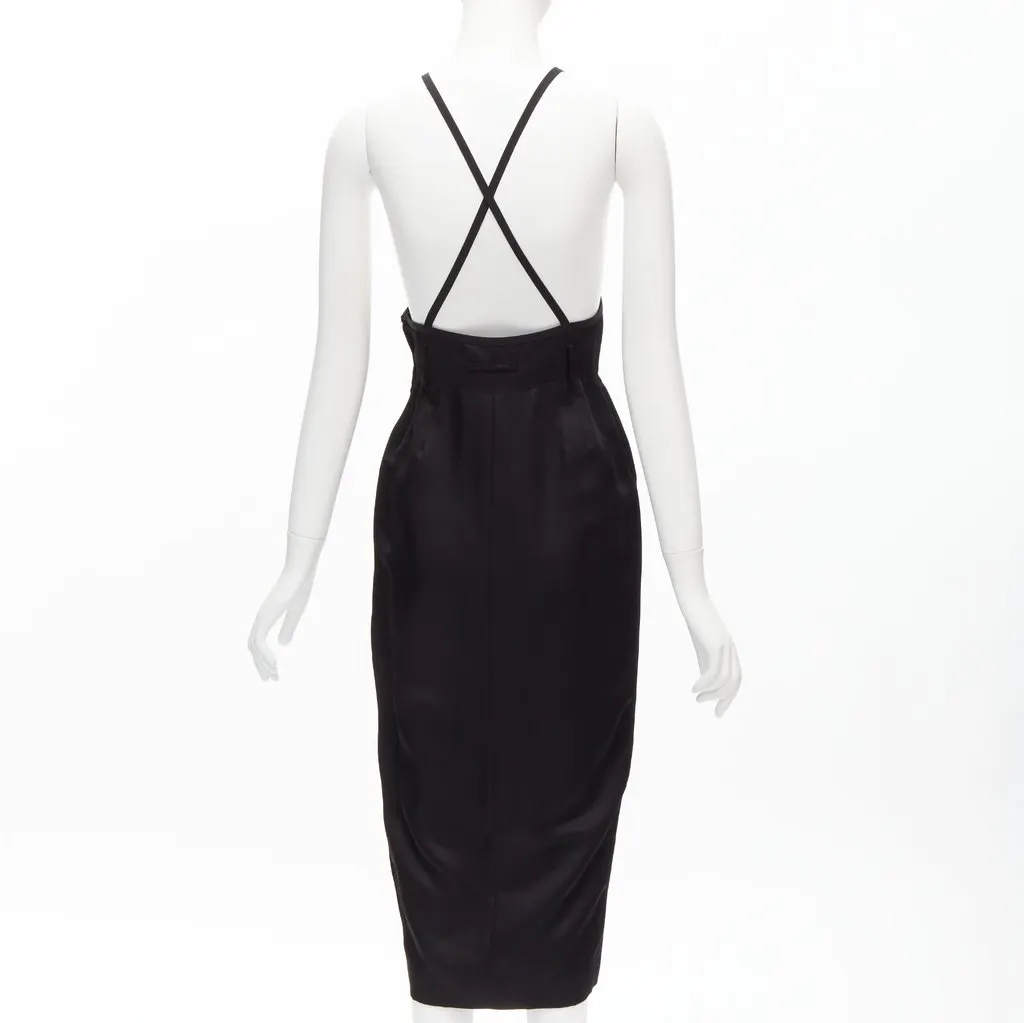 Jean Paul Gaultier Cross Strap Dress Black Polyester Good - Box View
