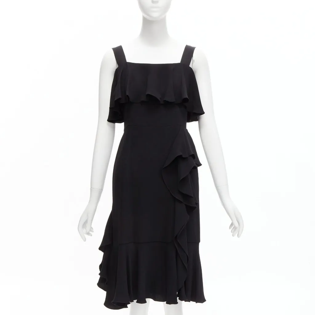 Alexander McQueen Flutter Cocktail Dress Black Silk Very good - Front View