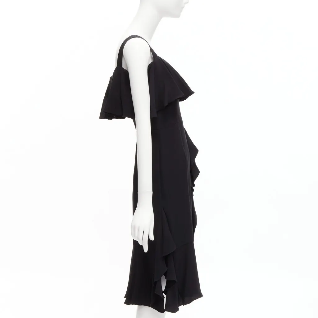 Alexander McQueen Flutter Cocktail Dress Black Silk Very good - Model View