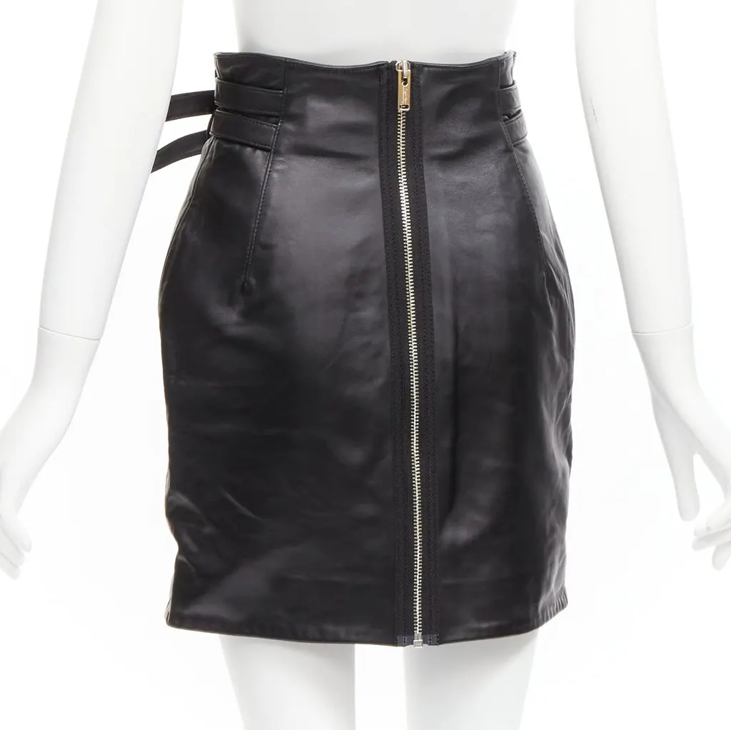 Undercover Biker Leather Skirt Black Leather Very good - Box View