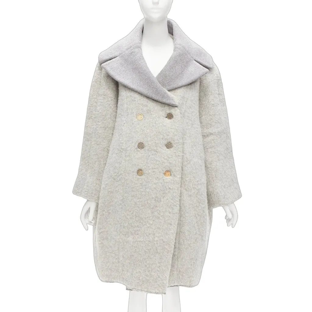 Celine Grey Wool Coat Grey Wool Very good - Front View