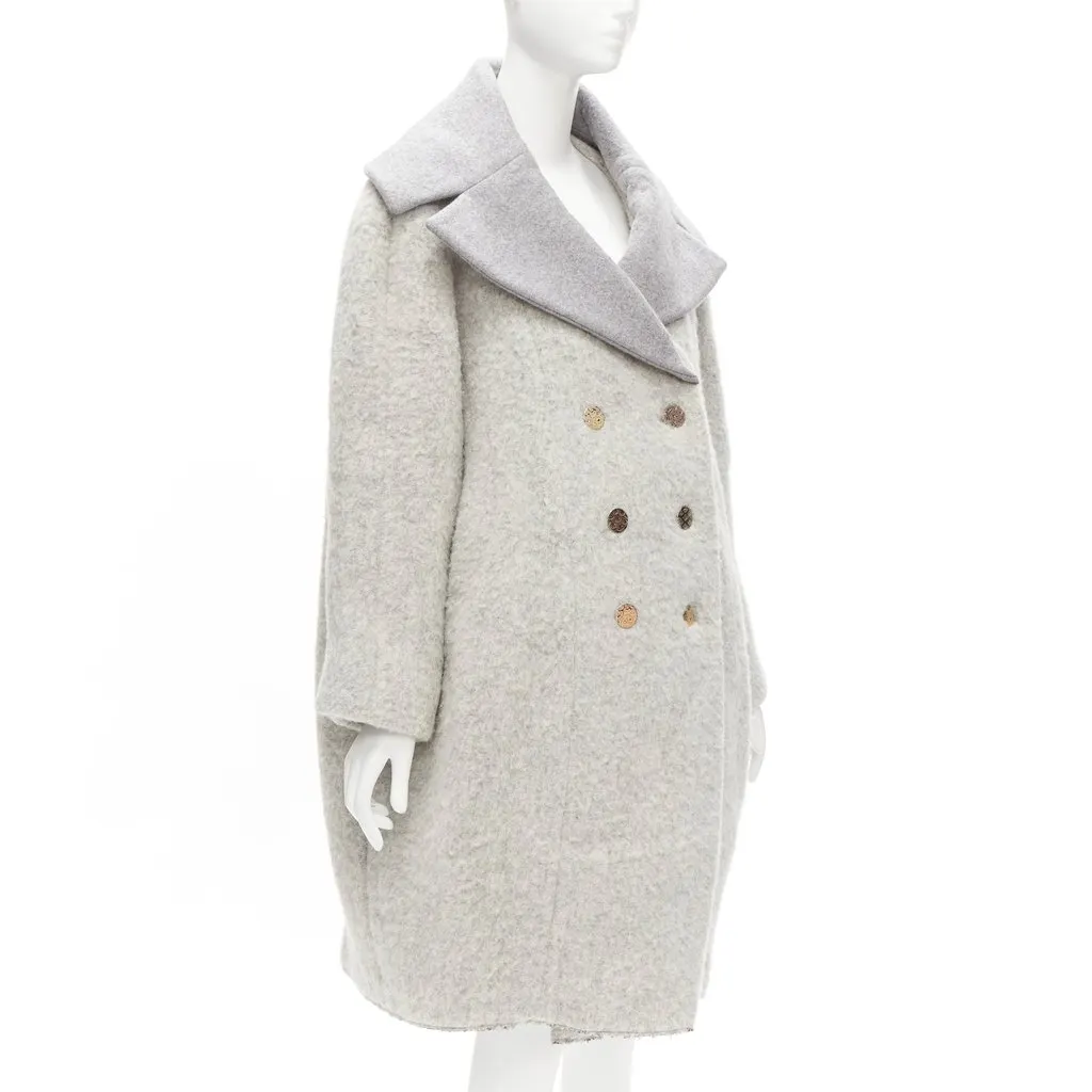 Celine Grey Wool Coat Grey Wool Very good - Model View