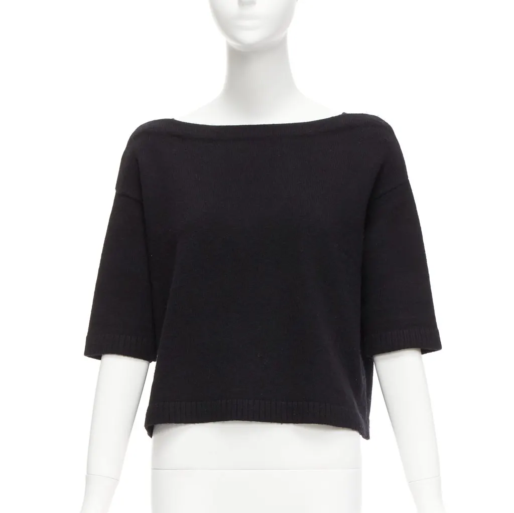 Valentino Bateau Neck Sweater Black Cashmere Never worn - Front View