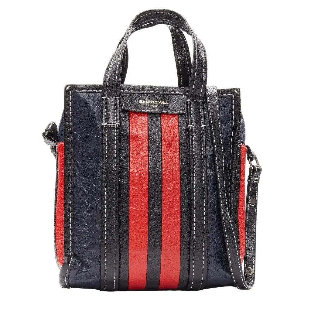 Balenciaga Bazar Navy Leather Good - Front View