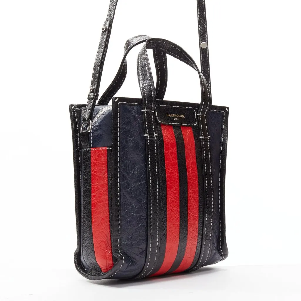 Balenciaga Bazar Navy Leather Good - Inside View