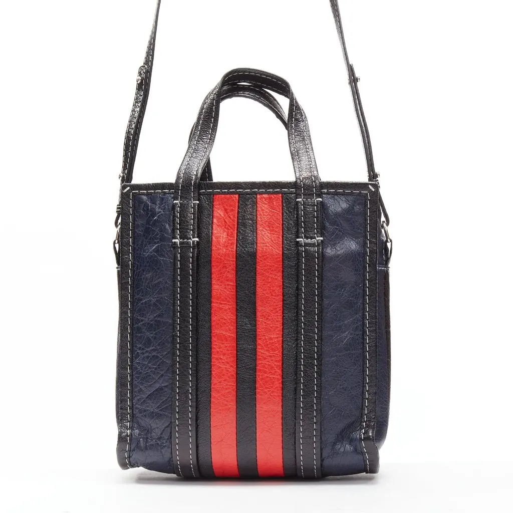 Balenciaga Bazar Navy Leather Good - Box View