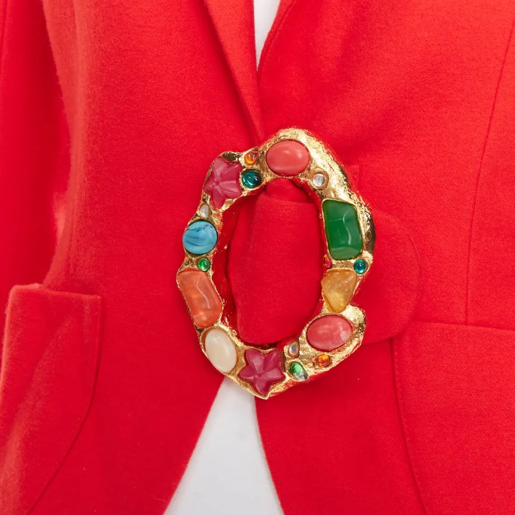 Unsigned Multicolor Buckle Blazer Red Acetate Never worn - Back View