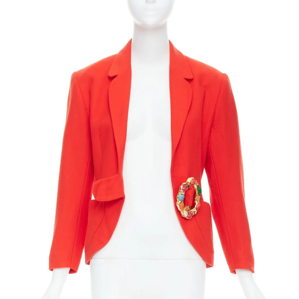 Unsigned Multicolor Buckle Blazer Red Acetate Never worn - Inside View