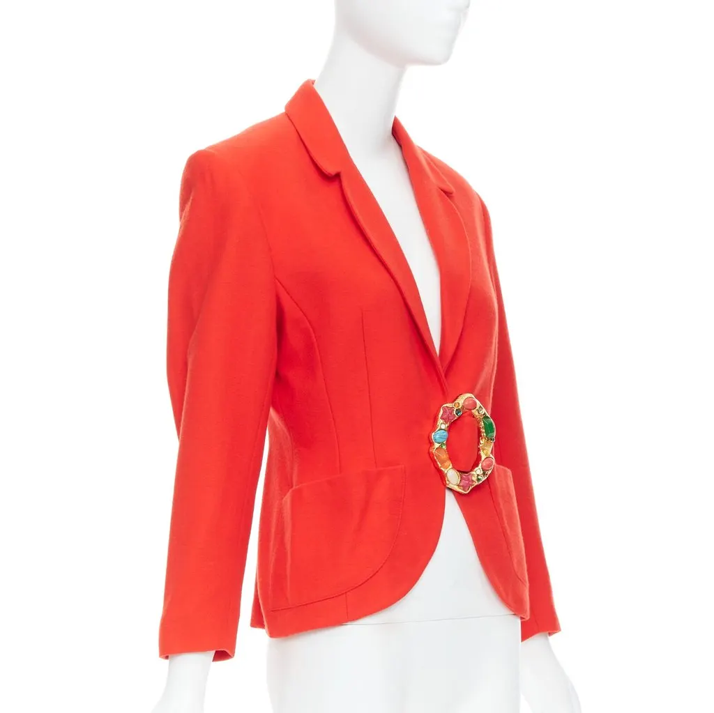Unsigned Multicolor Buckle Blazer Red Acetate Never worn - Model View
