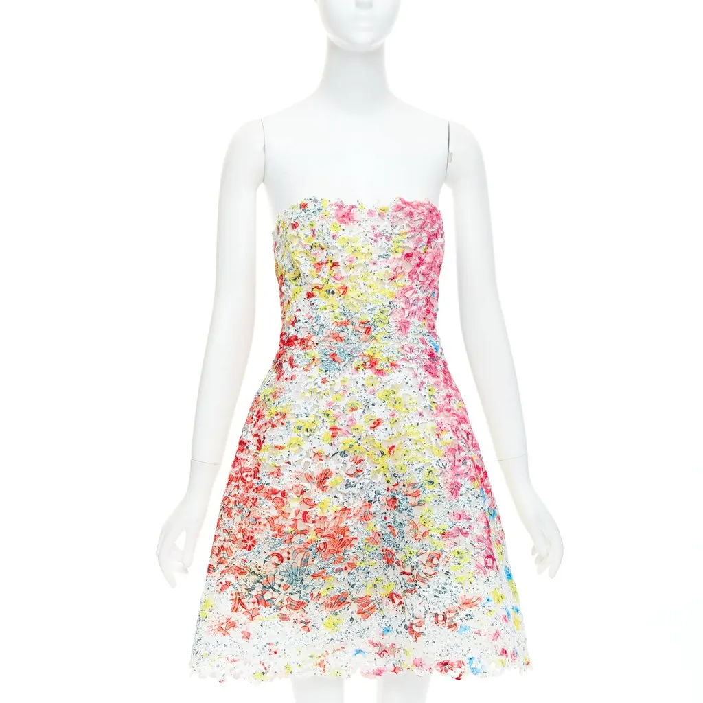 Monique Lhuillier MultiColor Polyester Dress MultiColor Polyester Very good - Front View