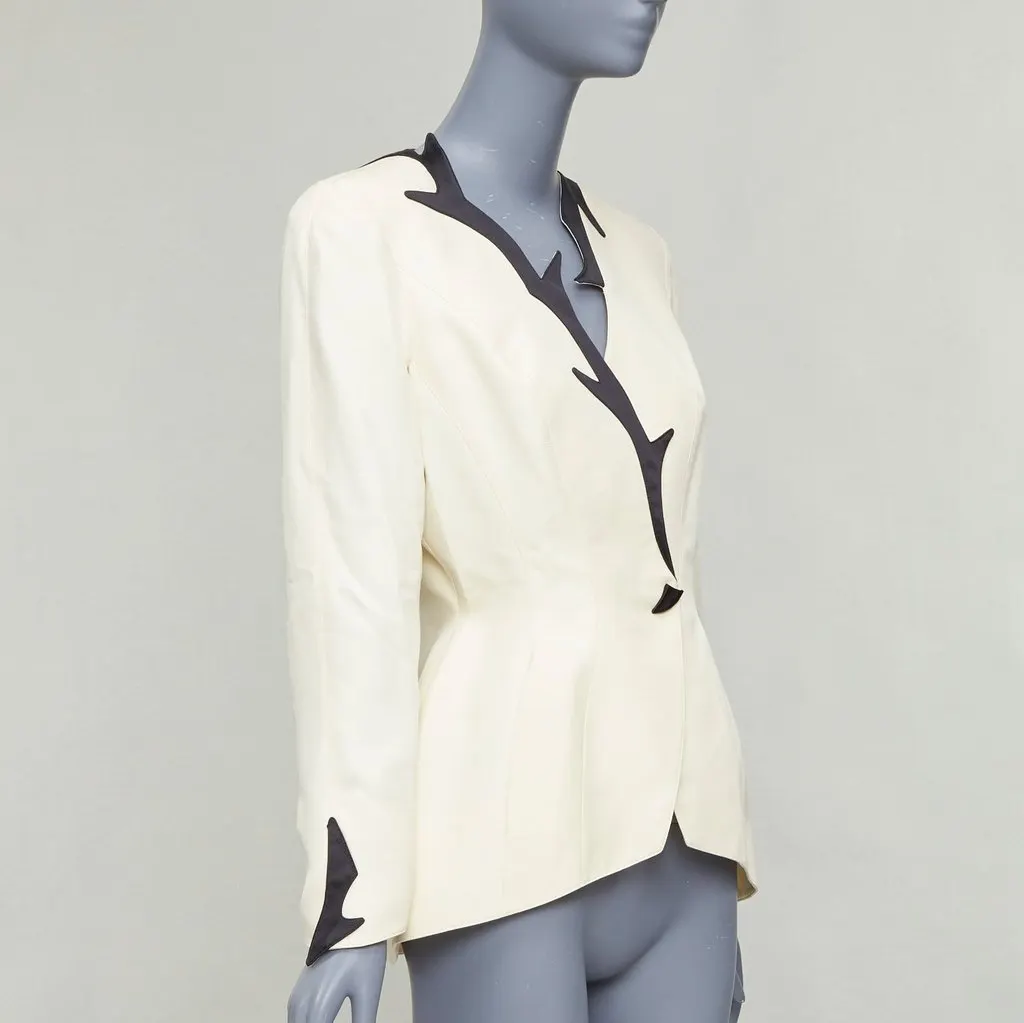 Thierry Mugler Cotton Peplum Blazer Ecru Cotton Very good - Inside View