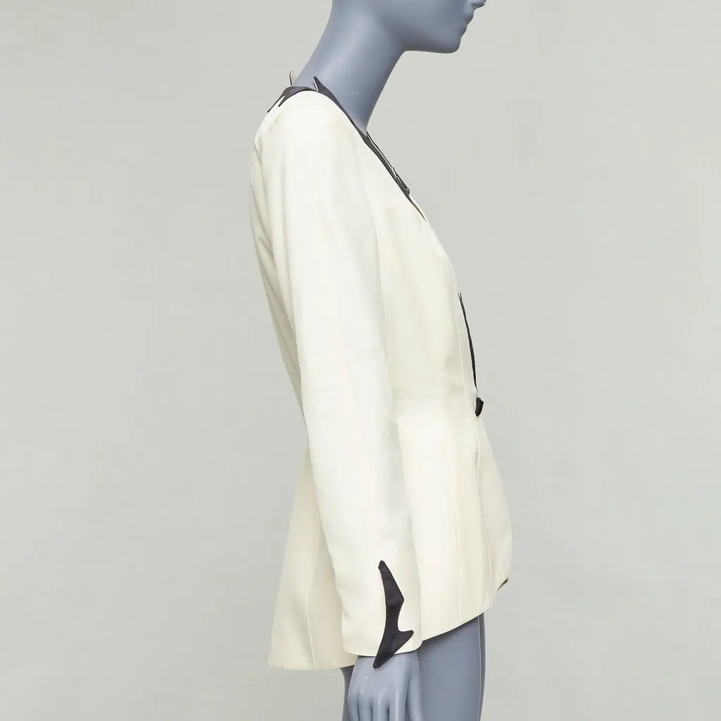 Thierry Mugler Cotton Peplum Blazer Ecru Cotton Very good - Model View