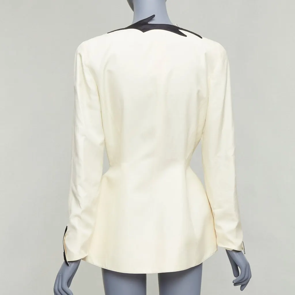 Thierry Mugler Cotton Peplum Blazer Ecru Cotton Very good - Box View