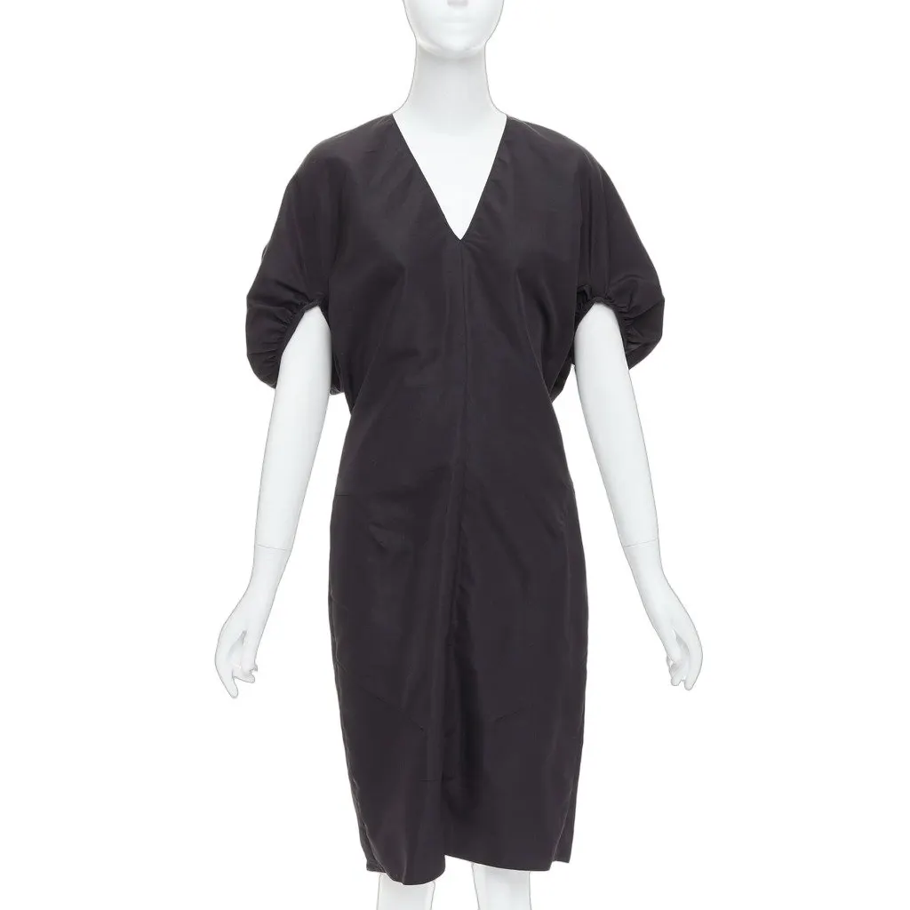Saint Laurent Puff Cocktail Dress Black Cotton Very good - Front View