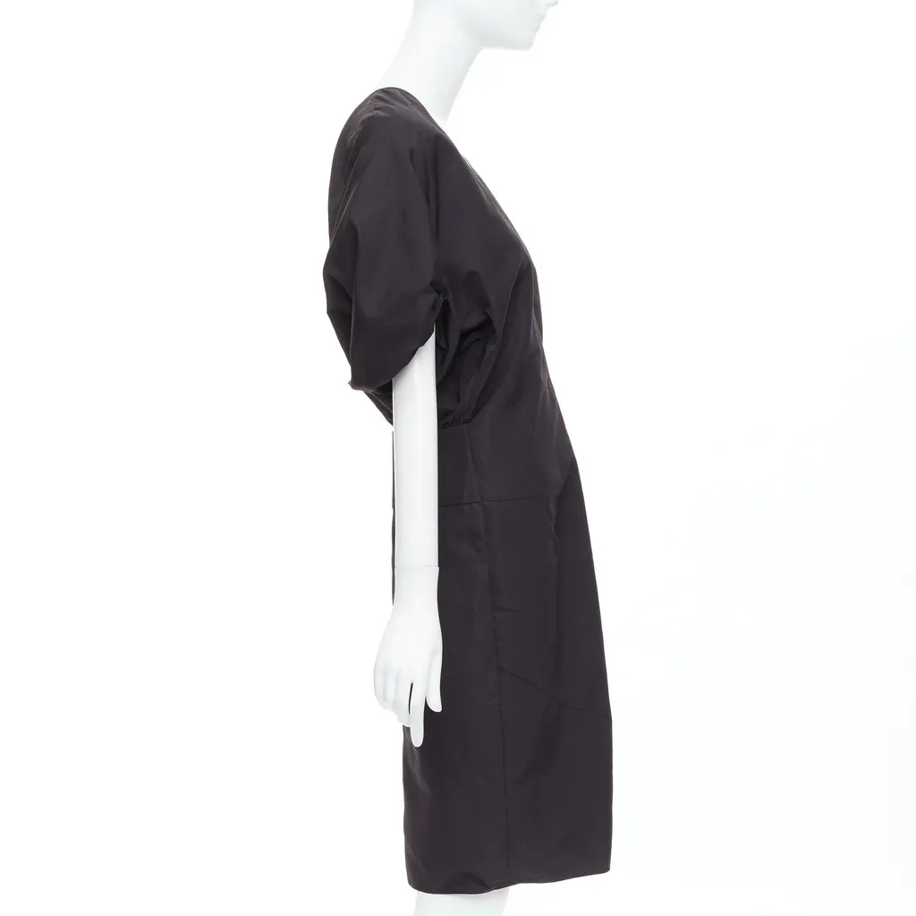 Saint Laurent Puff Cocktail Dress Black Cotton Very good - Model View