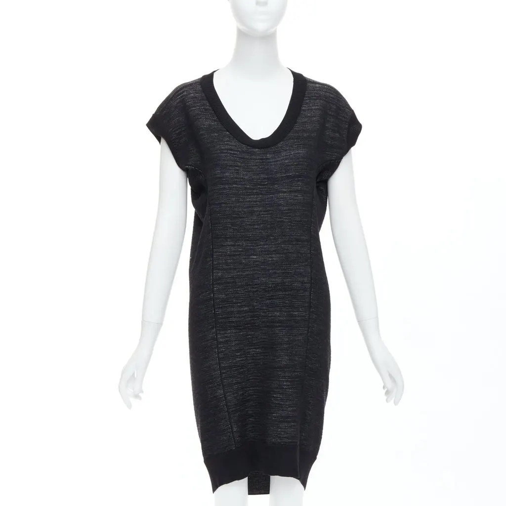 Yves Saint Laurent Batwing Wool Dress Black Wool Very good - Front View