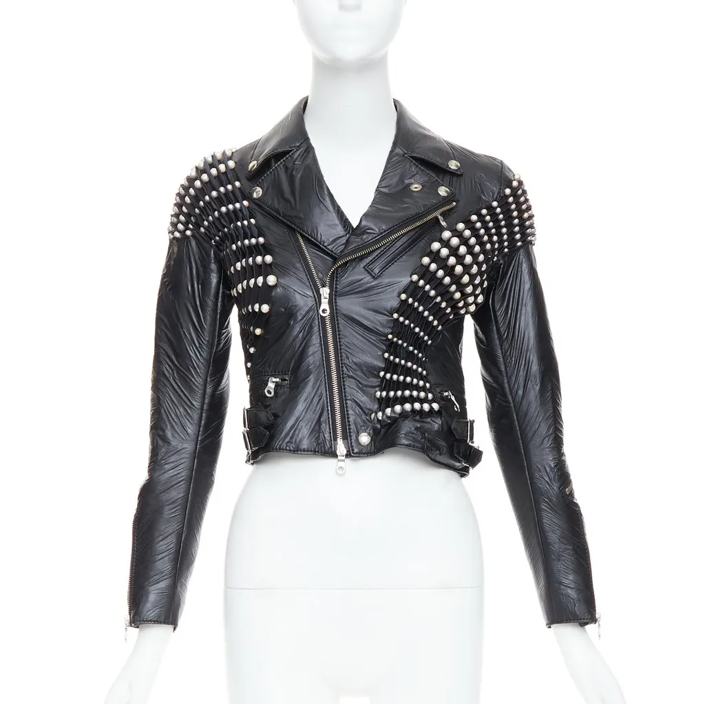 Noir Kei Ninomiya Black Pearl Crop Jacket Black Fair - Front View