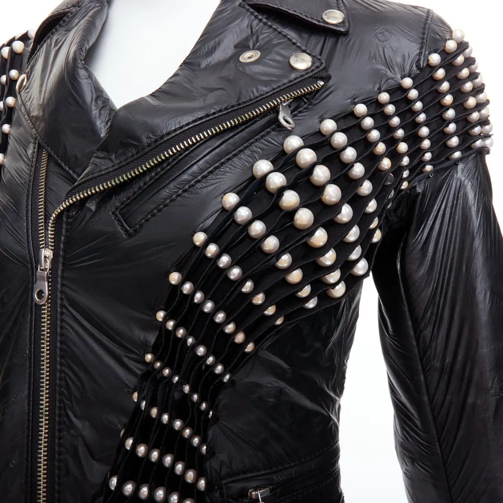 Noir Kei Ninomiya Black Pearl Crop Jacket Black Fair - Back View