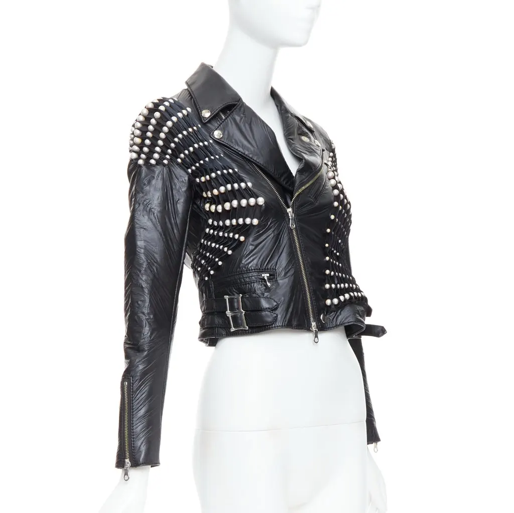 Noir Kei Ninomiya Black Pearl Crop Jacket Black Fair - Model View