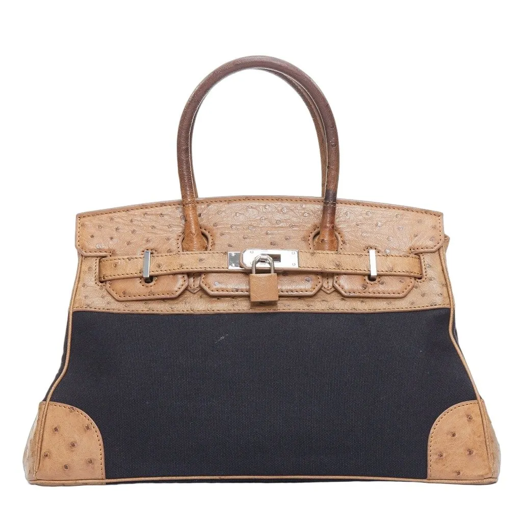 Unsigned Brown Leather Handbag Brown Leather Fair - Front View