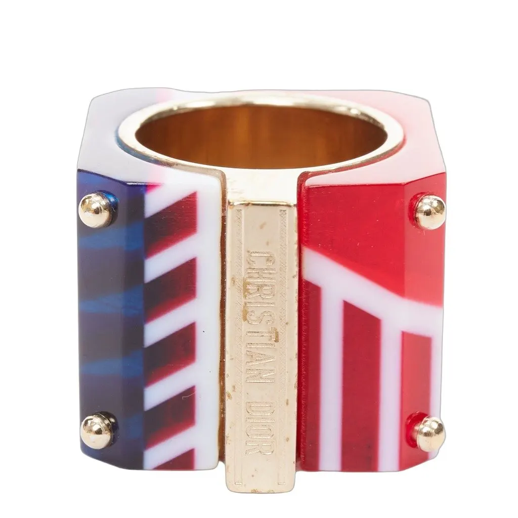 Dior Gold Plastic Rings Gold Plastic Good - Front View