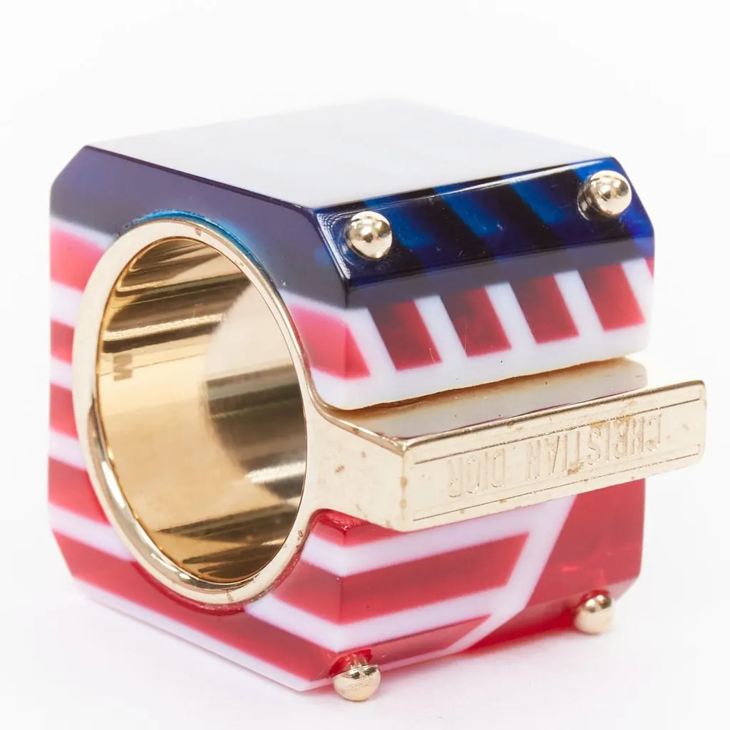 Dior Gold Plastic Rings Gold Plastic Good - Back View