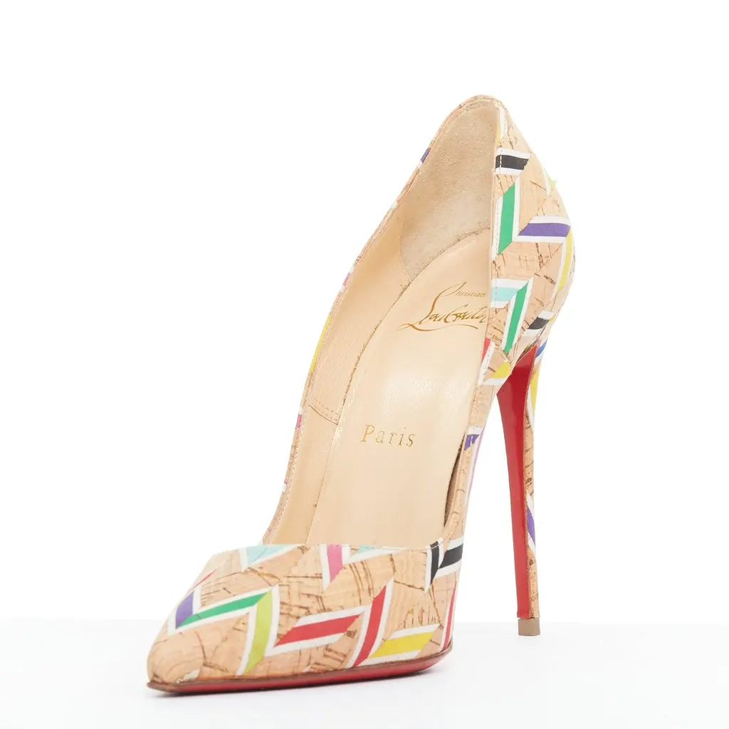 Christian Louboutin Cork Chevron So Kate Beige Polyester Good - Model View