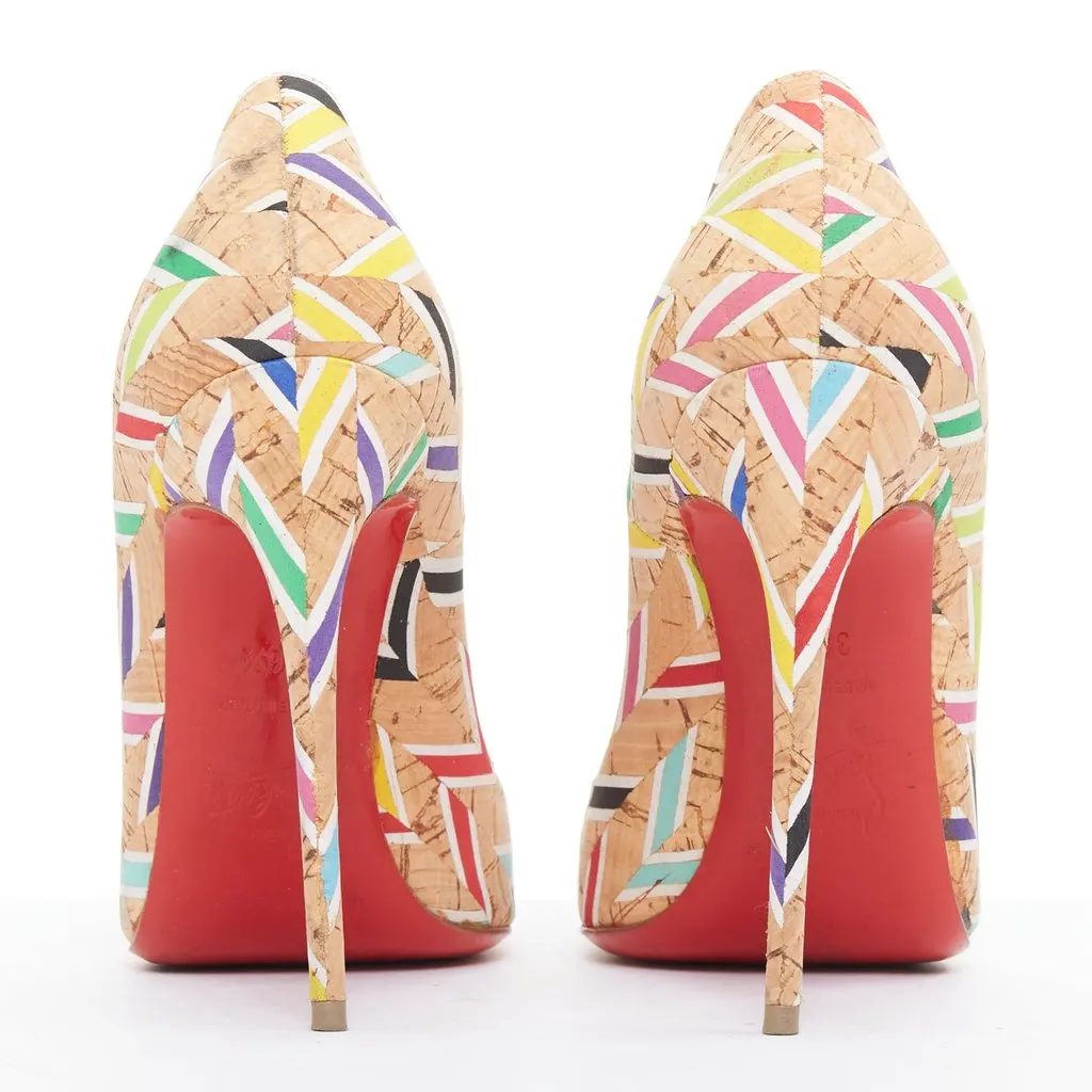 Christian Louboutin Cork Chevron So Kate Beige Polyester Good - Box View