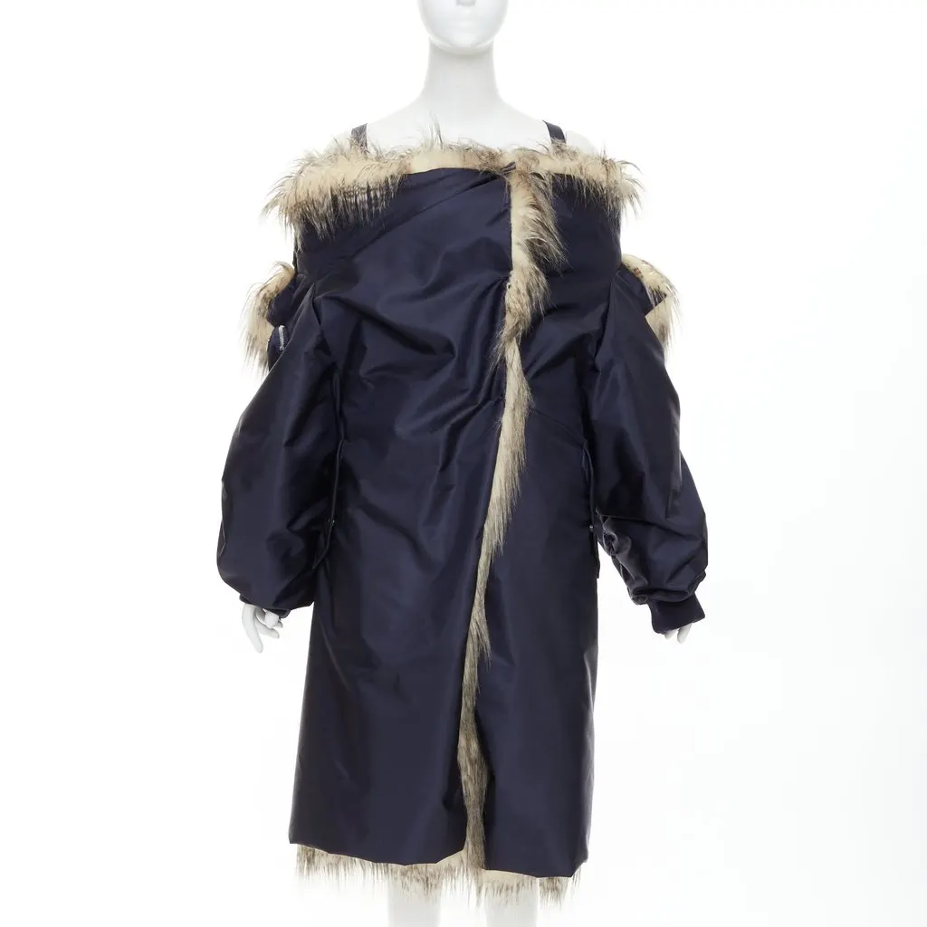 Prada Navy Polyester Coat Navy Polyester Never worn, with tag - Front View