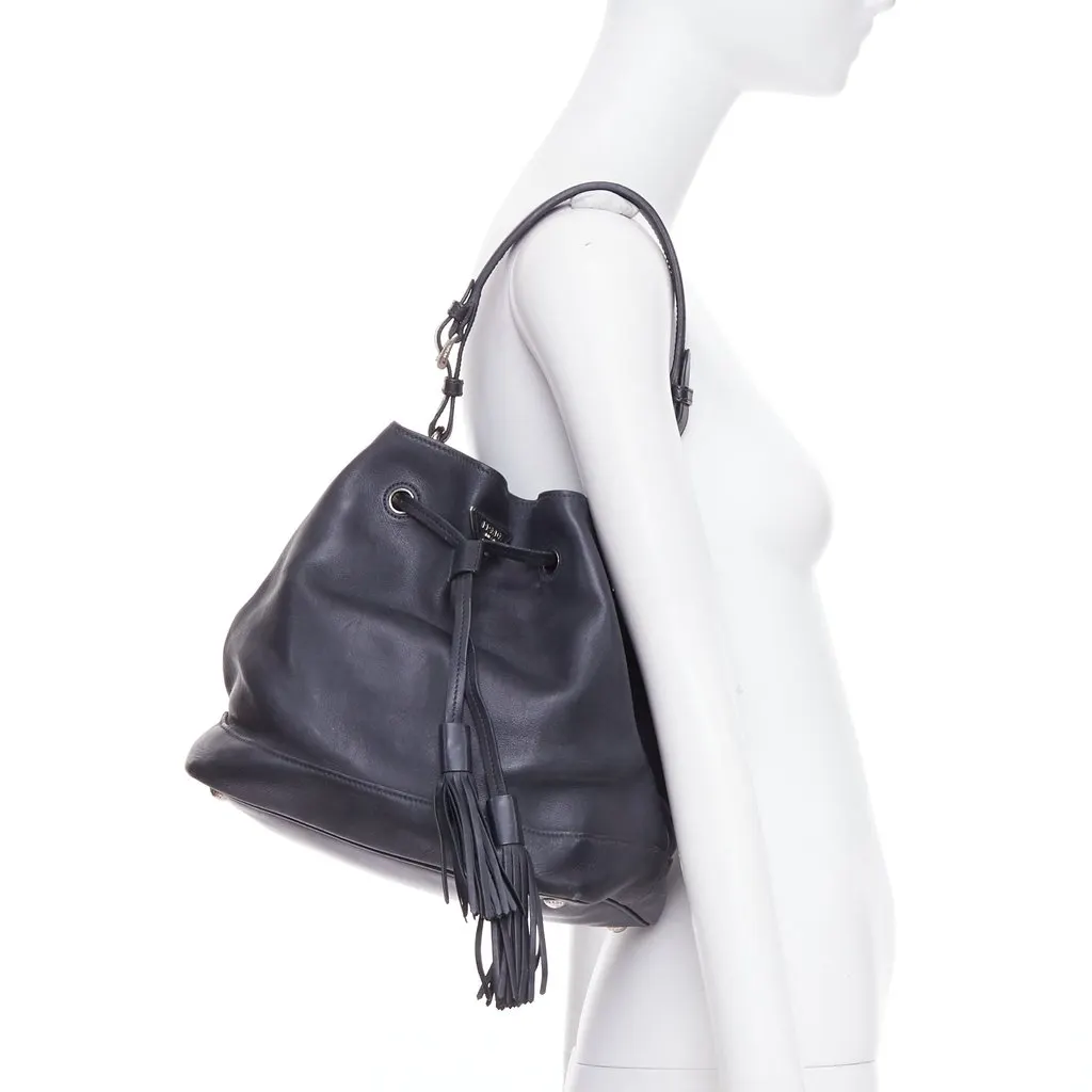 Prada City Calf Bucket Black Leather Fair - Back View
