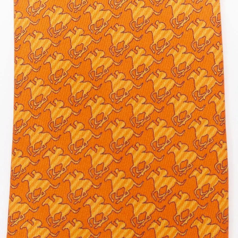 Hermès Orange Silk Ties Orange Silk Very good - Model View