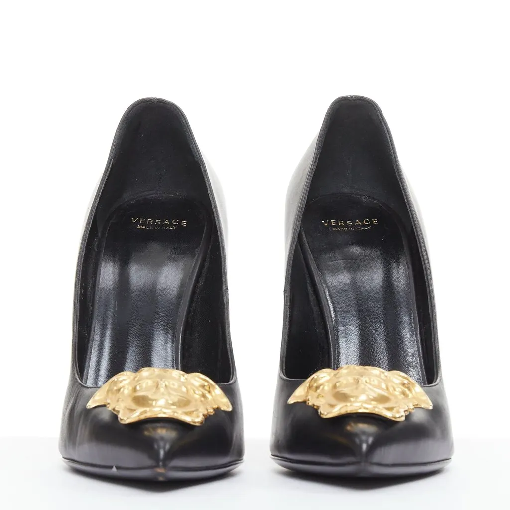 Versace Black Leather Heels Black Leather Good - Inside View