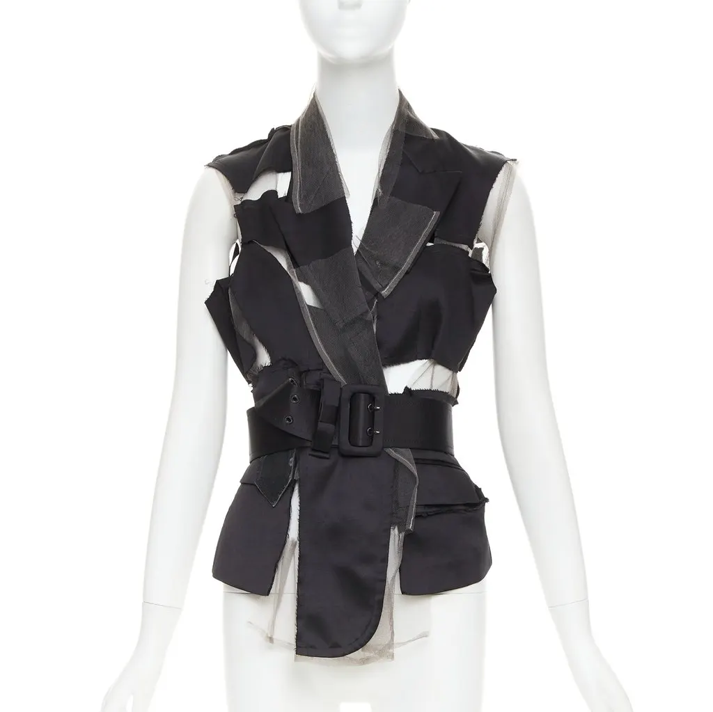 Comme Des Garcons Black Silk Top Black Silk Good - Front View