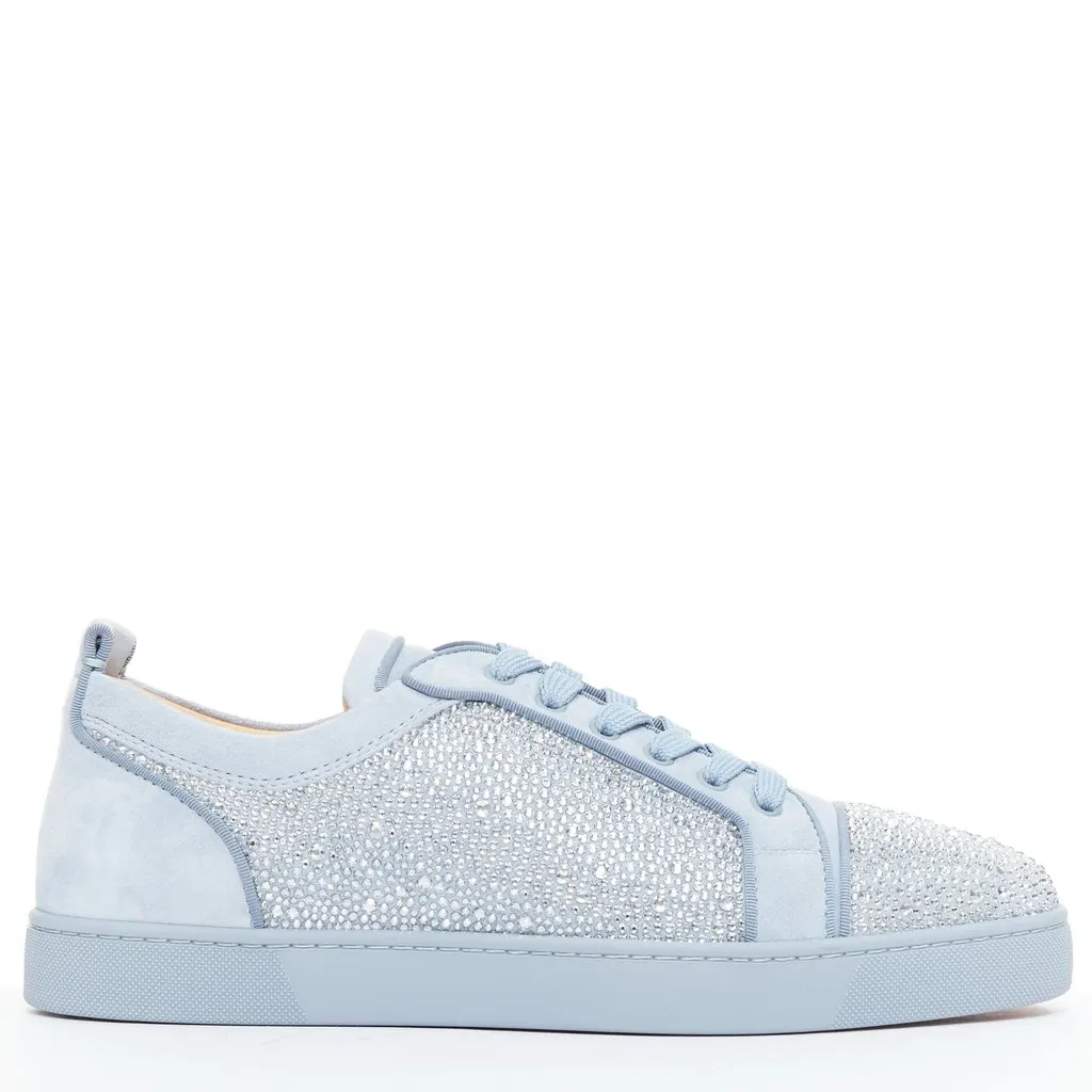 Christian Louboutin Louis Junior Strass Flat Blue Suede Never worn - Front View