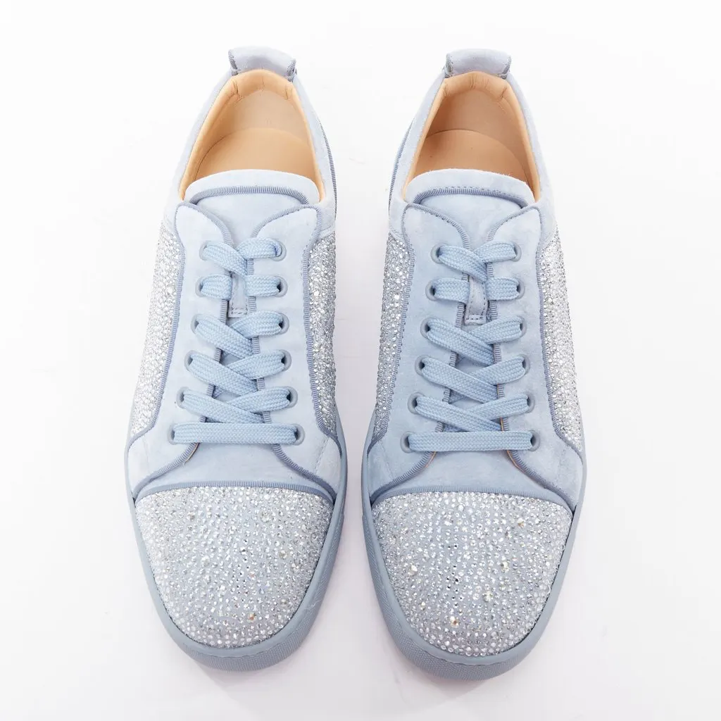 Christian Louboutin Louis Junior Strass Flat Blue Suede Never worn - Inside View