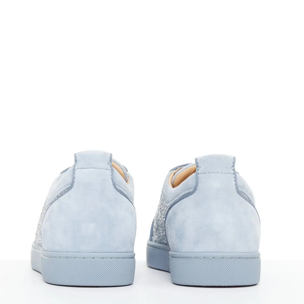 Christian Louboutin Louis Junior Strass Flat Blue Suede Never worn - Box View
