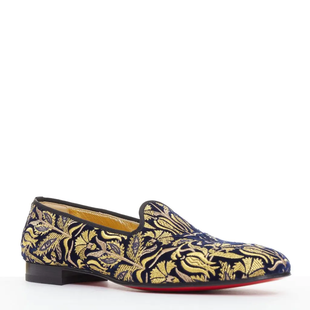 Christian Louboutin Marcantonia Flat Navy Velvet Never worn - Inside View
